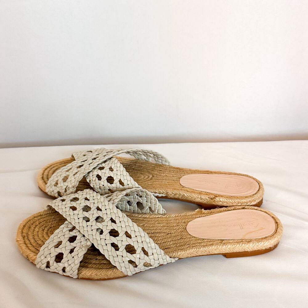 ANTHROPOLOGIE Guilhermina Woven Leather Slide Sandal White EU 38 EUC - Picture 4 of 7